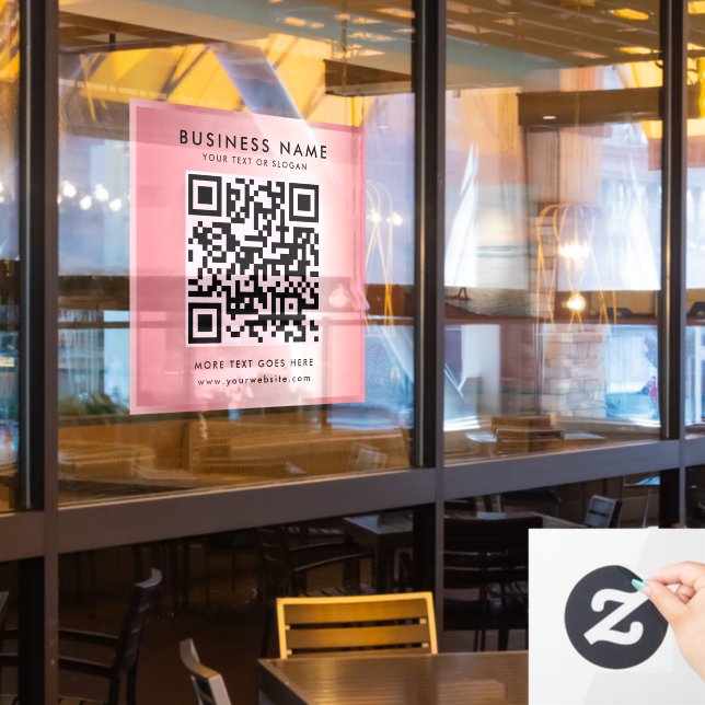 Custom Text QR Code Logo Rose Gold Glamour (Restaurant Window)