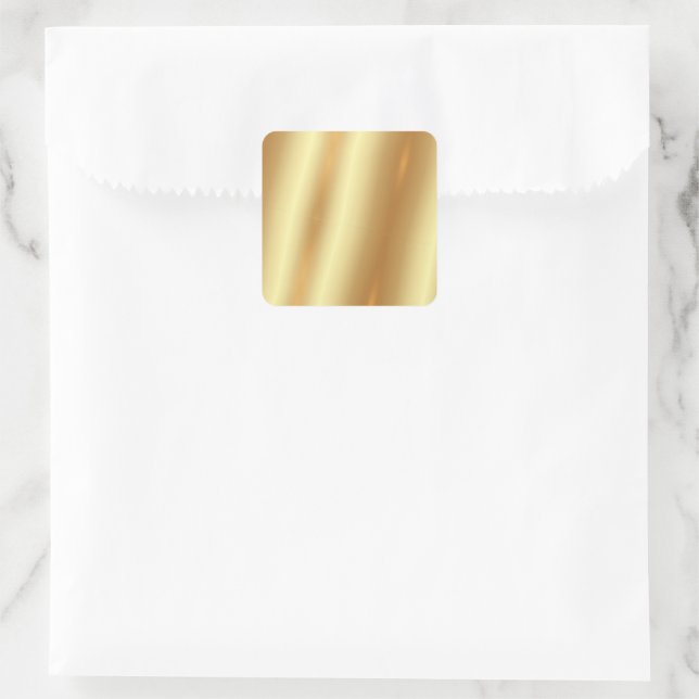 Custom Text QR Code Upload Logo Glamour Gold Blank Square Sticker (Bag)