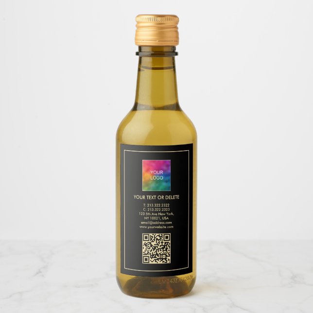Custom Text QR Code Upload Your Logo Mini Wine Label (Front)