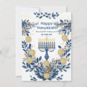 Custom text Radiant Hanukkah Blooms Holiday Card