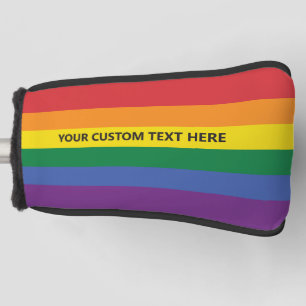 Custom Text Rainbow Flag Golf Head Cover