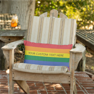 Custom Text Rainbow Flag Lumbar Cushion
