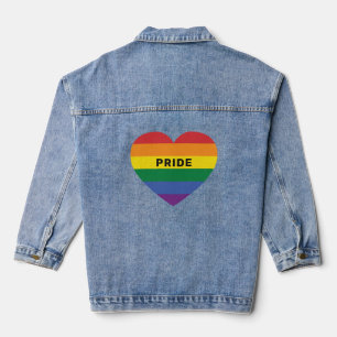 Custom Text Rainbow Heart Denim Jacket