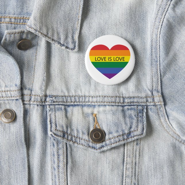 Custom Text Rainbow Love 6 Cm Round Badge (In Situ)