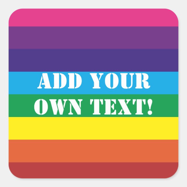 Custom Text Rainbow Stripes Sticker (Front)