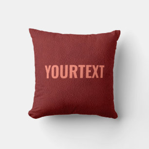 Custom Text Red Brown Leather Look Template Cushion
