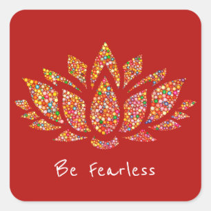 Custom Text Red Rainbow Fire Lotus Flower Sticker