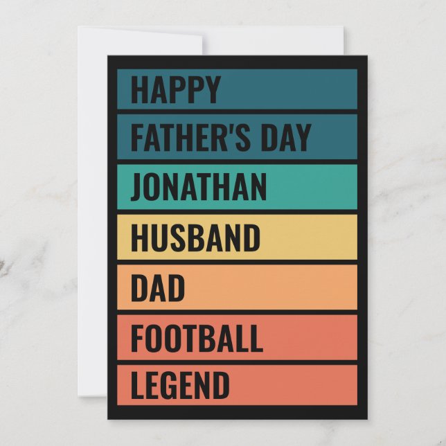 Custom Text Retro Football Lover Father's Day Holiday Card (Front)