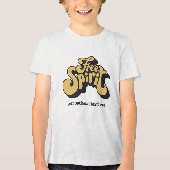 Custom Text Retro "Free Spirit" Tri-Blend Shirt (Front)