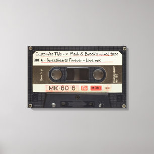 Custom Text / Retro Love Music Cassette Mixtape Canvas Print