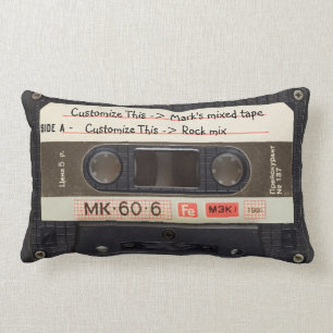Custom Text / Retro Love Music Cassette Mixtape Lumbar Cushion