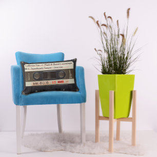 Custom Text / Retro Love Music Cassette Mixtape Lumbar Cushion