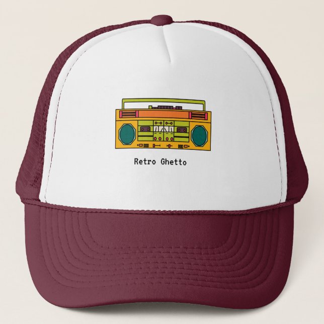 Custom text retro radio trucker hat (Front)