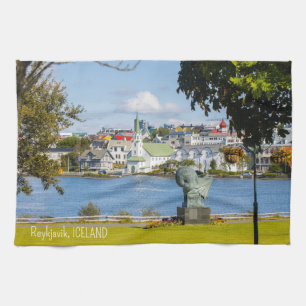 Custom Text Reykjavik, Iceland Tea Towel