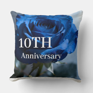 Custom Text – Romantic Blue Rose Floral Gift  Cushion