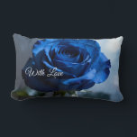 Custom Text – Romantic Blue Rose Floral Gift  Lumbar Cushion<br><div class="desc">Celebrate everlasting love with this romantic blue rose pillow,  featuring the words “Forever & Always.” A cosy accent and a heartfelt gift for couples,  anniversaries,  or Valentine’s Day.</div>
