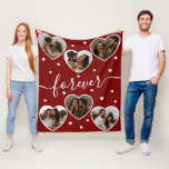Custom Text Romantic Heart Photo Collage<br><div class="desc">Celebrate your special moments with this romantic custom photo collage blanket featuring a rich red background with scattered white hearts for a sweet, heartfelt touch. The design showcases multiple heart-shaped photos, perfect for displaying your favourite couple photos, capturing cherished memories in a beautiful collage. The word "forever, " elegantly scripted...</div>
