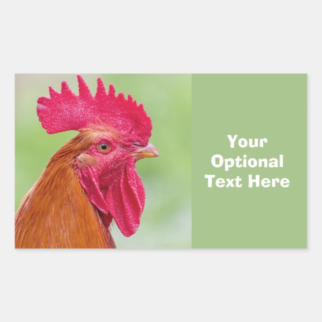 Custom Text Rooster Rectangular Sticker (Front)