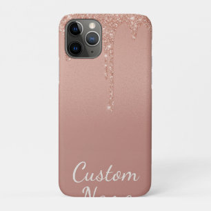 custom text rose gold blush Gliter Sparkle Case-Mate iPhone Case