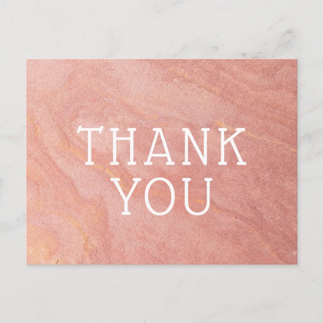 Custom Text Rose Gold Pink Sandstone Thank You Postcard (Front)
