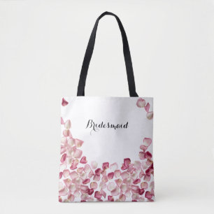 Custom text rose petals tote bag