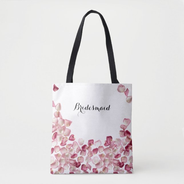 Custom text rose petals  tote bag (Front)