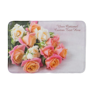 Custom Text Roses Bath Mat