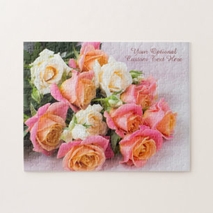 Custom Text Roses Jigsaw Puzzle