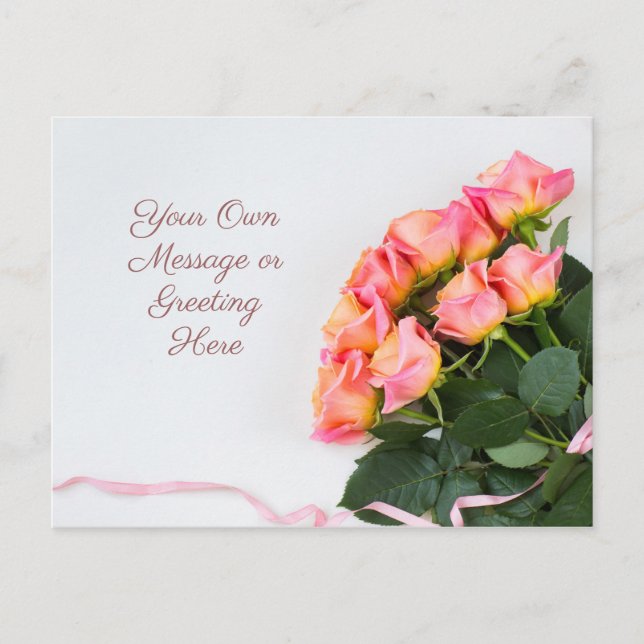 Custom text Roses postcard (Front)