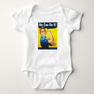 Custom text, Rosie the Riveter "We Can Do It!", Baby Bodysuit