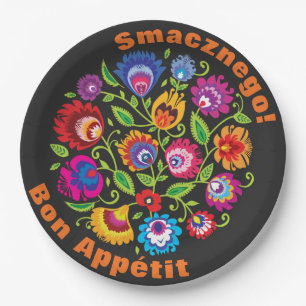 Custom text Round Polish folklore composition  Paper Plate