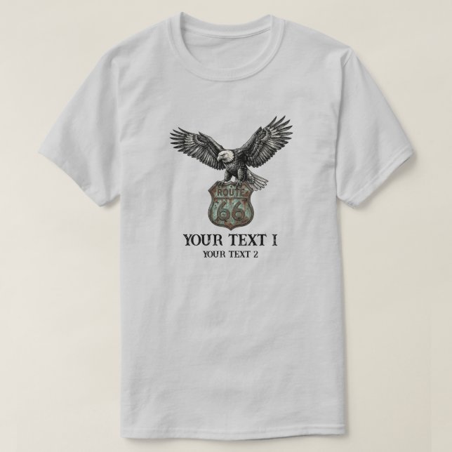 Custom Text Route 66 American Eagle Personalised T-Shirt (Design Front)