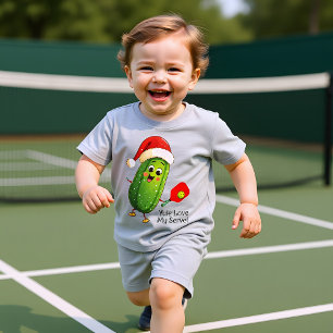 Custom text Santa's Pickleball Rally Baby T-Shirt
