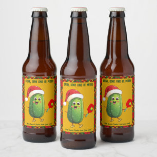 Custom text Santa's Pickleball Rally Beer Bottle Label