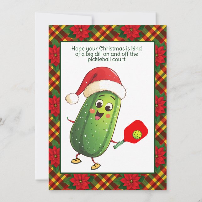 Custom text Santa's Pickleball Rally Holiday Card (Front)