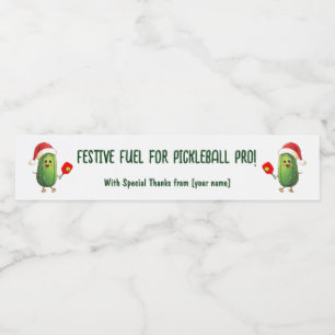 Custom text Santa's Pickleball Rally Water Bottle Label