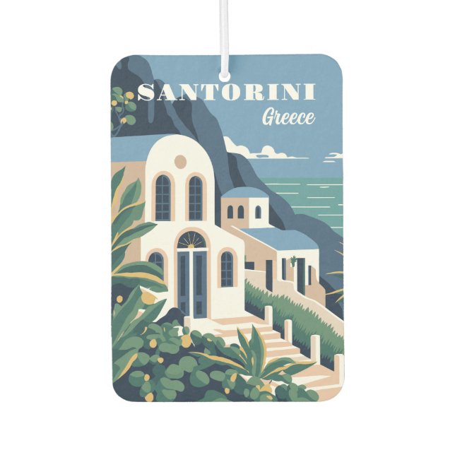 Custom Text Santorini Greece Car Air Freshener (Front)