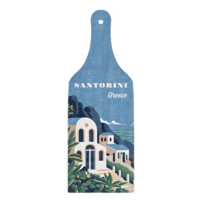Custom Text Santorini Greece Cutting Board (Front)