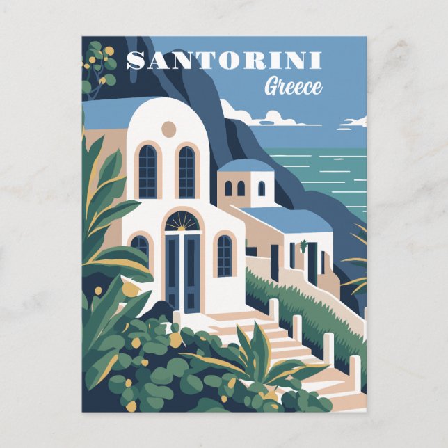 Custom Text Santorini Greece Postcard (Front)
