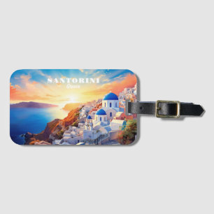 Custom Text Santorini Greece Sunset Luggage Tag