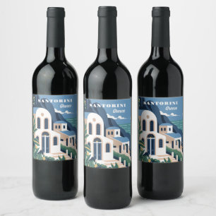 Custom Text Santorini Greece Wine Label