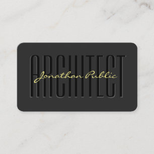 Custom Text Script Black & Gold Luxury Architect Business Card