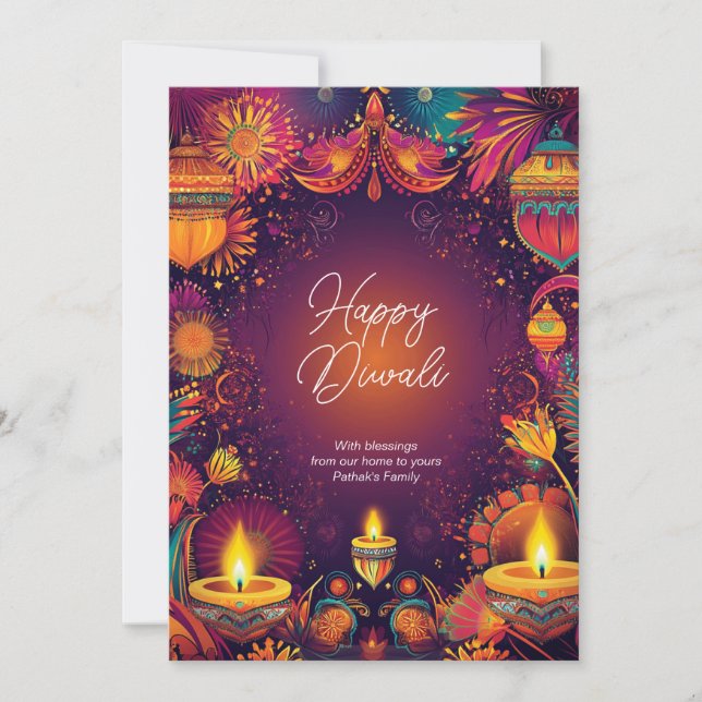 Custom text Scroll of Light & Saffron Verse card (Front)