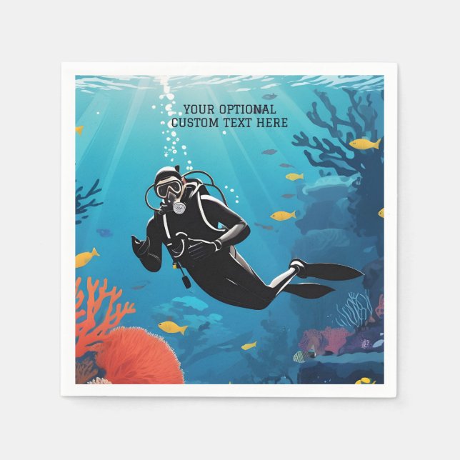 Custom Text Scuba Diver Napkin (Front)