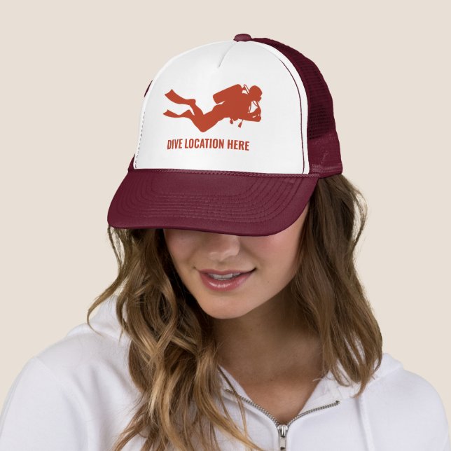 Custom Text Scuba Diver Trucker Hat (In Situ)