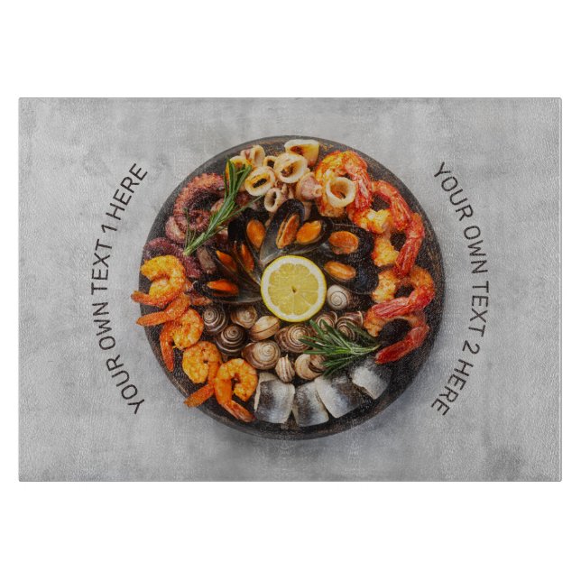 Custom text Seafood Platter Cutting Board (Front)