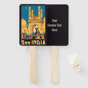Custom text "See India" Vintage Travel fan set 1/2