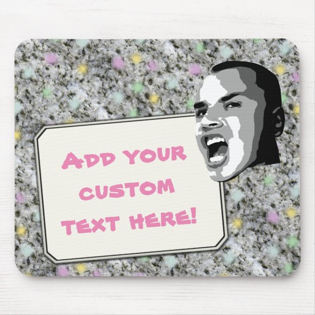 Custom Text Shout on Girly Pastel Rock Texture Mouse Pad (Front)