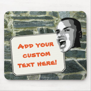Custom Text Shout on Rustic Stone wall Structure Mouse Pad