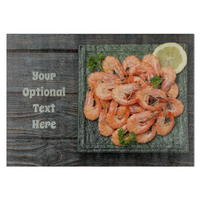 Custom Text Shrimps Cutting Board (Front)